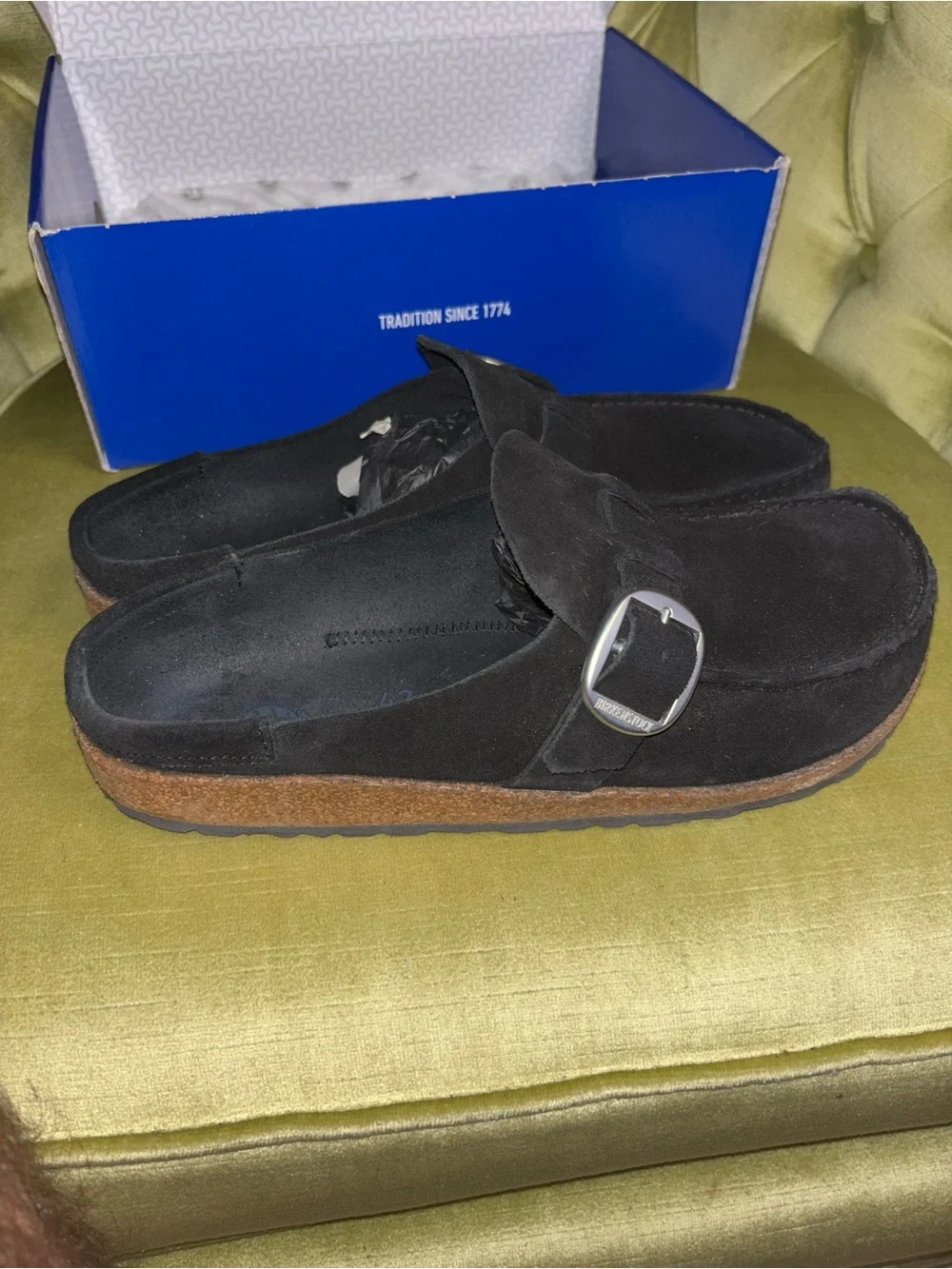 Birkenstock Unisex Buckley Black Oiled Leather Clog, Sz EU42/ US W11-M9, NARROW